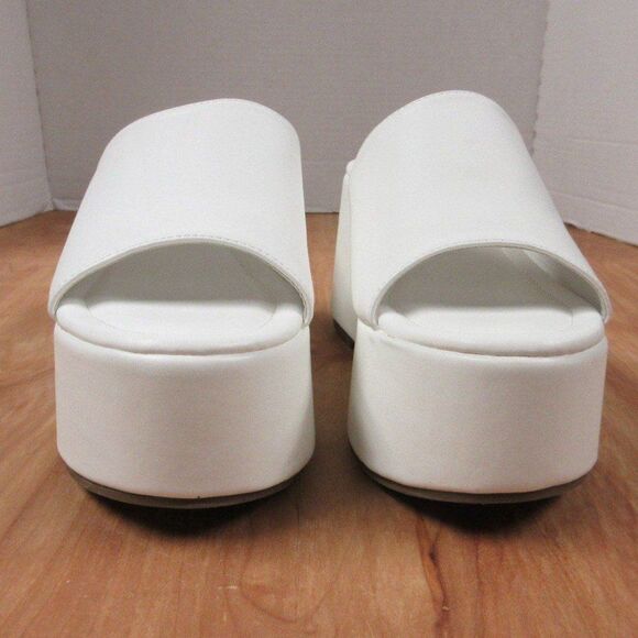 SHEIN Thick Platform Wedge Heel Slide Mule Womens Sz 9 Slip On White Sandal NEW - Picture 4 of 12